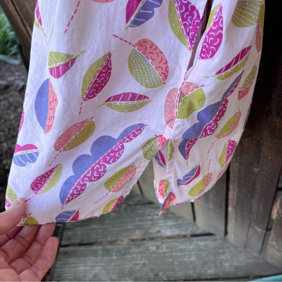Gudrun Sjoden Light Pink Cotton Leaf Print Button Down Tunic Top Sz S - Picture 6 of 13